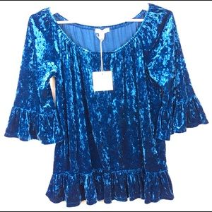 Beachlunchlounge Blouse Velvet Size M NWT